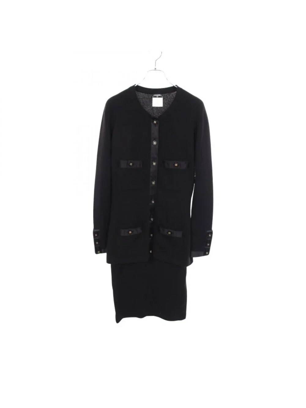 Chanel Set CC Logo Button Cardigan Skirt Knit Set